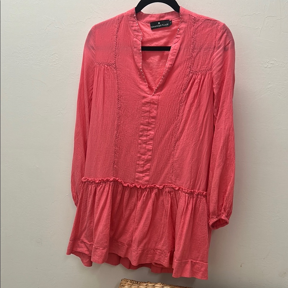 Pomander Place Orange Pink Relaxed Tiered Swim Coverup